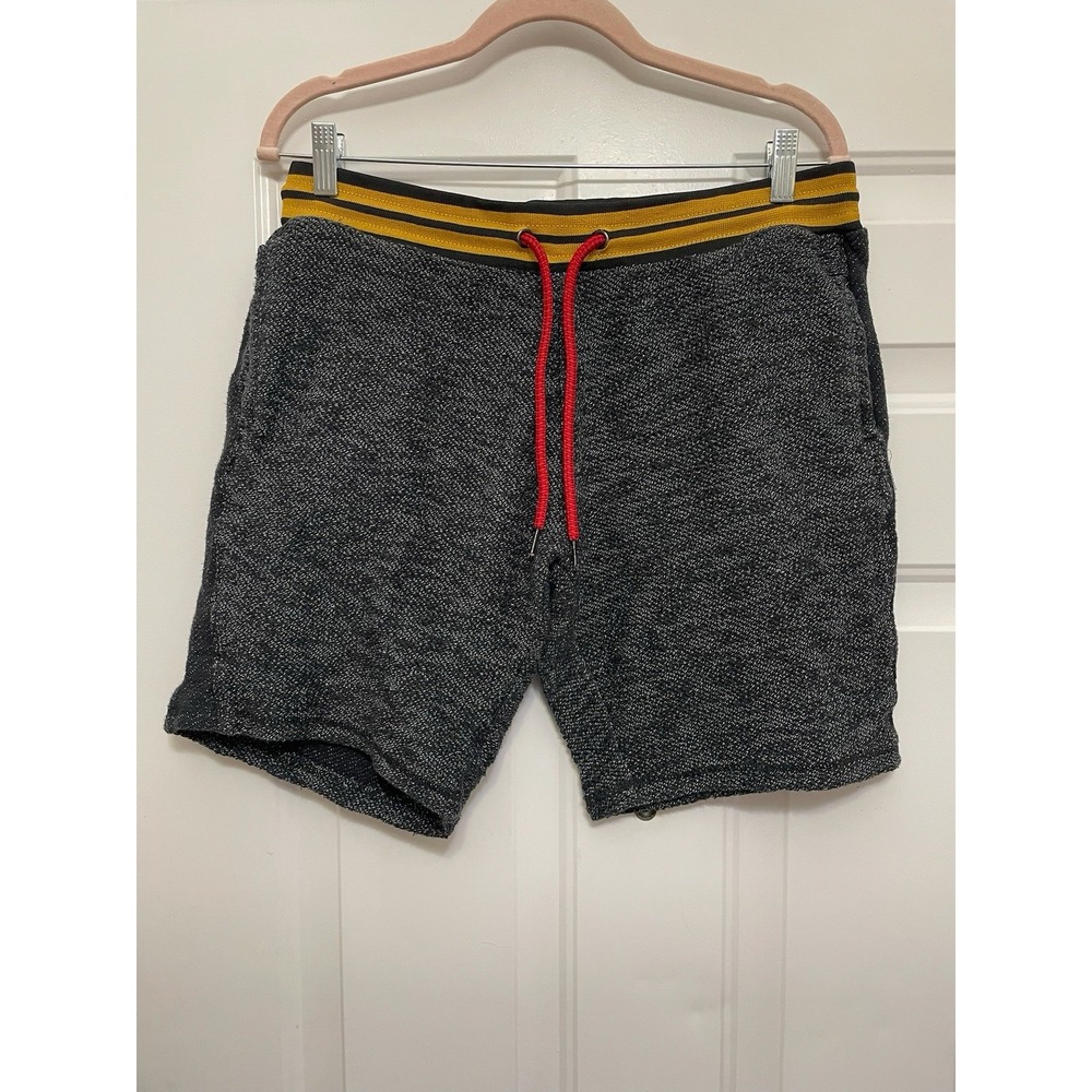 Raw Yarn Industries Shorts Men Black Yellow Waist Drawstring Twill Size L